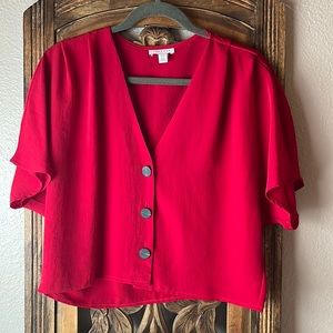 Topshop Dolman Sleeve Button Front Blouse